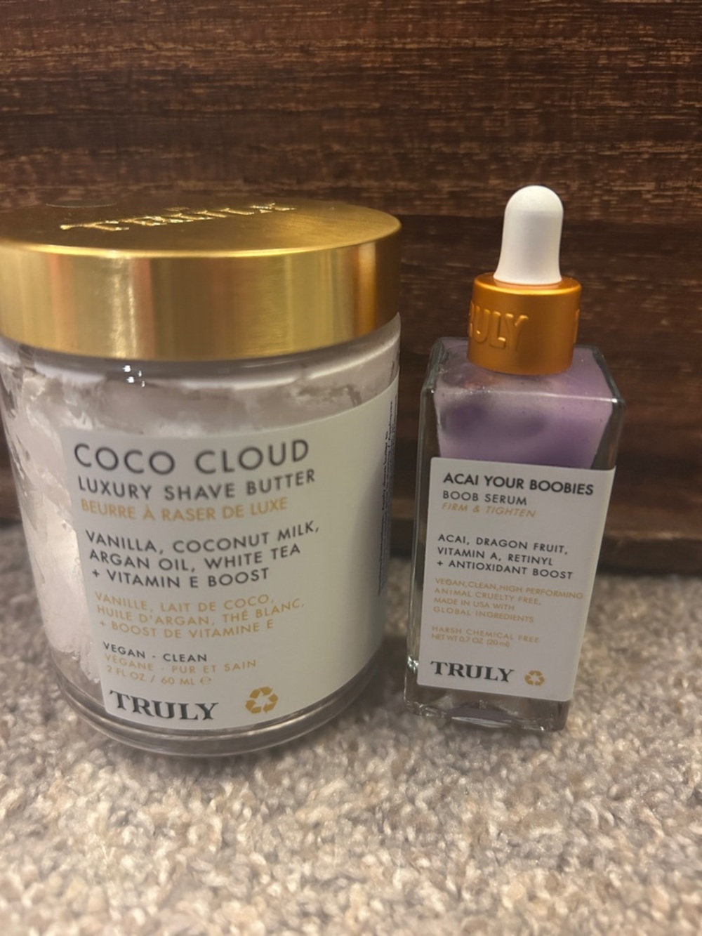 TRULY lot of 2: TRULY Coco Cloud Shave Butter & TRULY Acai Your Boobies Serum